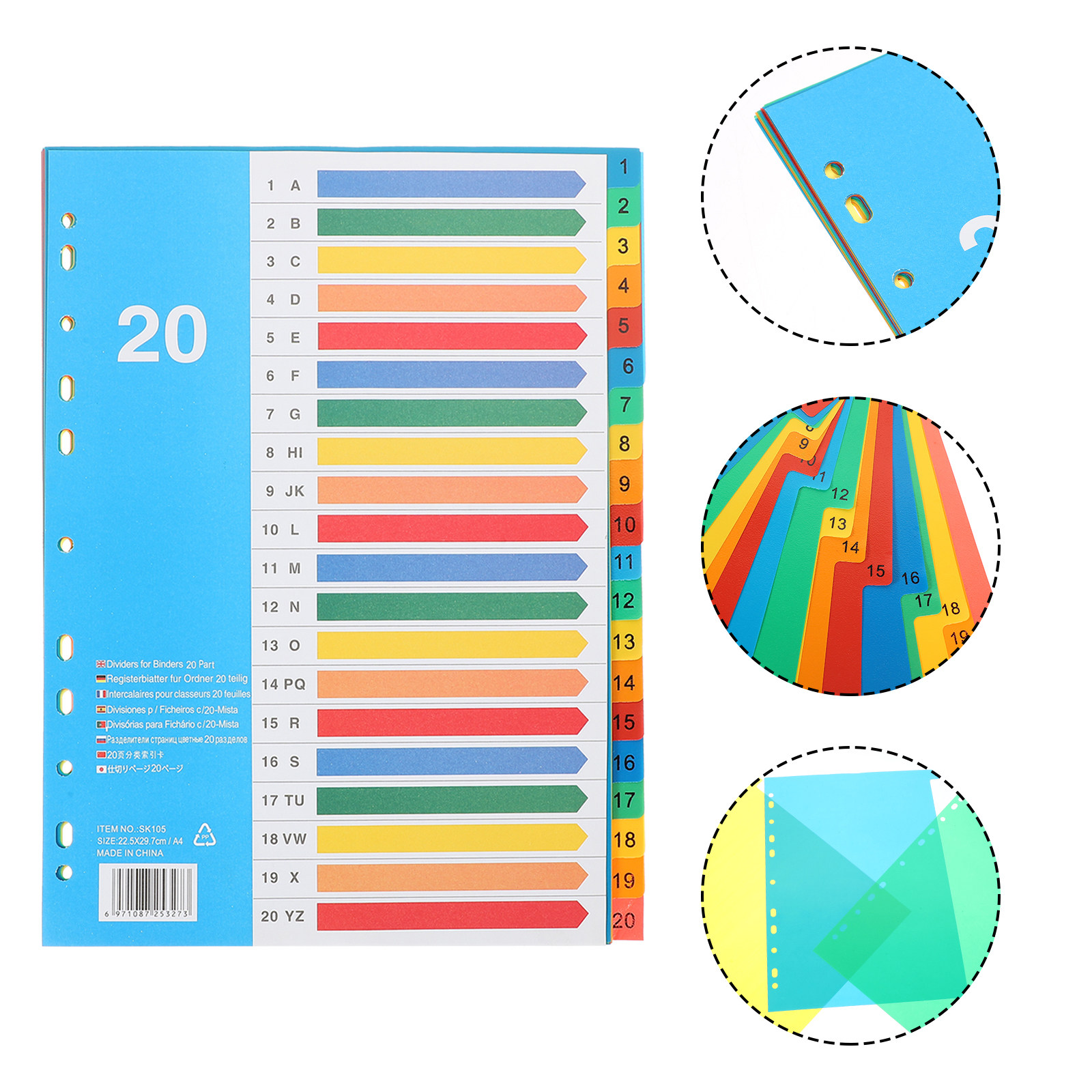 Tab Divider A4 - 5 divisori per raccoglitori, linguette in