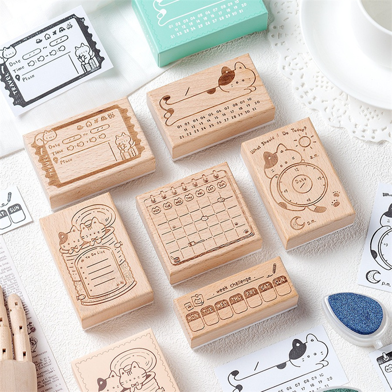 Timbro in legno a forma di gat - Rubber Date Stamp recensione e prezzo